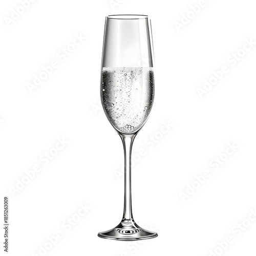 Glass of Champagne on White Background
