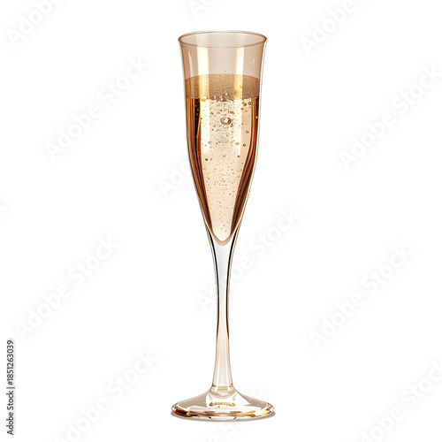 Slim Champagne Flute with Golden Bubbles