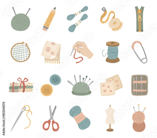 Sewing cutting tools set in scandinavian style showcasing handmade tailoring essentials for needlework crafts workshops projects clothing repairs measuring stitching design