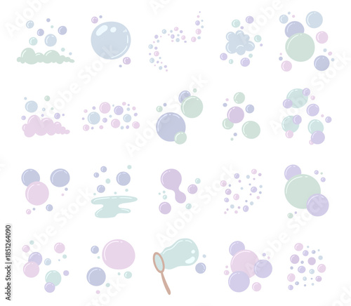 Soap bubble set in scandinavian style for showing for creating soft airy compositions featuring gentle floating forms inspired for your illustration and designs projects