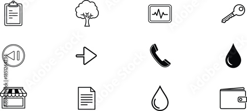 Hand drawn sketch icons representing various medical concepts