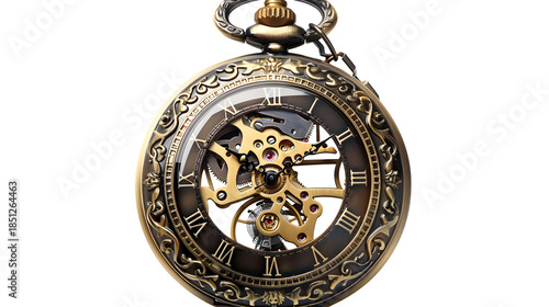 Antique Skeleton Pocket Watch Open Mechanism