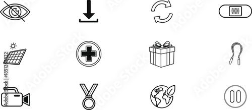 Hand drawn recycling symbols set with various waste types
