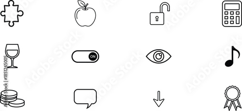 Hand drawn icons set featuring everyday objects and items