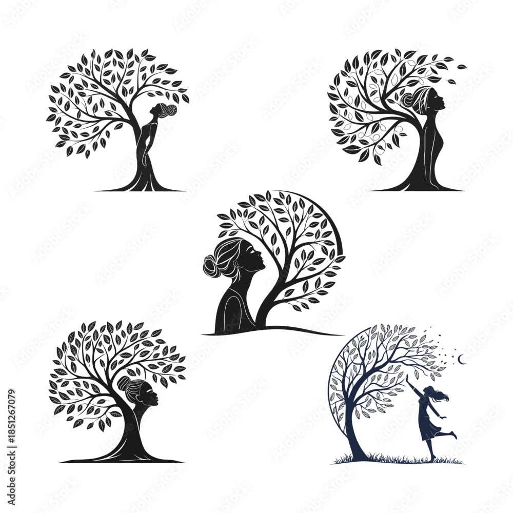 Fototapeta premium Woman Tree SVG