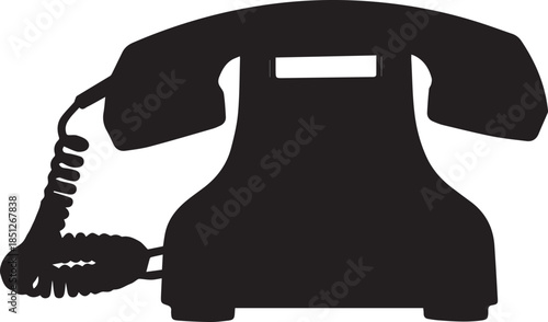 Retro telephone silhouette vintage landline phone vectorart communication nostalgia