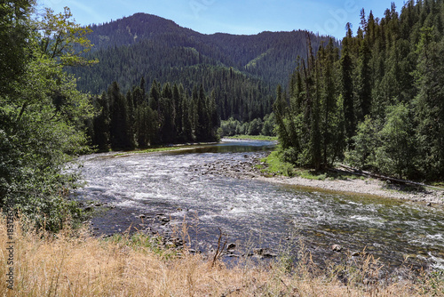 photo of beautiful North fork of the Clearwater River flowing through the mountain in Idaho
