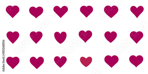 Minimalist pink heart grid pattern on white background for February 14th Valentine, geometric linear composition with simple romantic stripes, basic love element for Galentine wedding celebration.