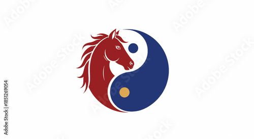 Yin Yang Fire Horse Chinese Zodiac Minimal Vector