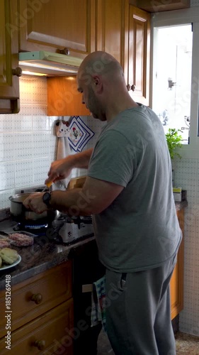 Man cooking in the kitchen.
