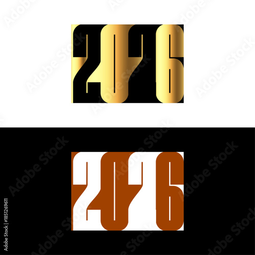 Golden and brown 2026 numbers design on white and black backgrounds