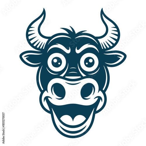 Happy Bull Mascot Logo Design