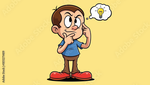 Boy thinking with a light bulb moment of inspiration