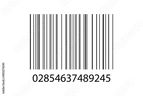 Universal product code with numbers. This black and white barcode is used for retail and inventory management.