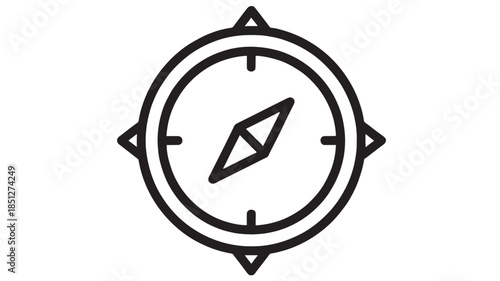Simple black compass icon design with a needle ideal for navigation on transparent background silhouette