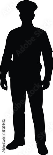 police uniform officer icon silhouette patrol security vector