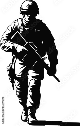 soldier tactical silhouette helmet infantry combat vector design