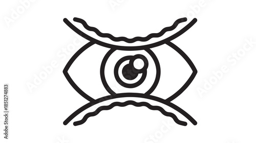 Abstract eye design with swirling lines and pupil black silhouette on transparent background