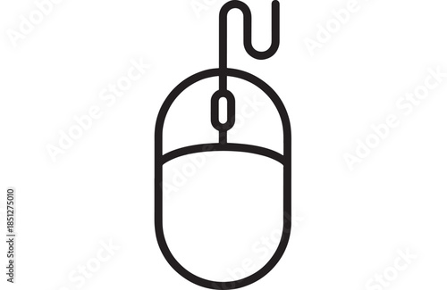 Simple black computer mouse icon design on transparent background silhouette