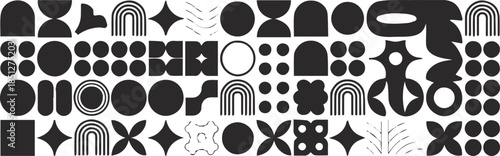 geometric decorative motif grid of shapes lines and symmetry