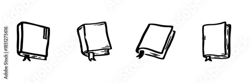 Closed Books With Bookmarks In Hand Drawn Style Set. Reading, Literature, Knowledge, Education Doodle Sketch Collection. Study And Learning Tools. Isolated Vector Illustration