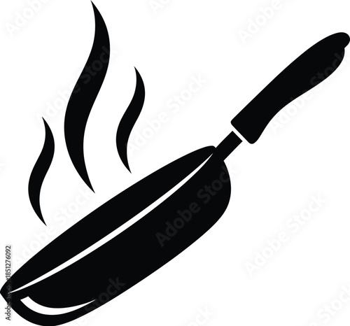 Hot frying pan icon black silhouette