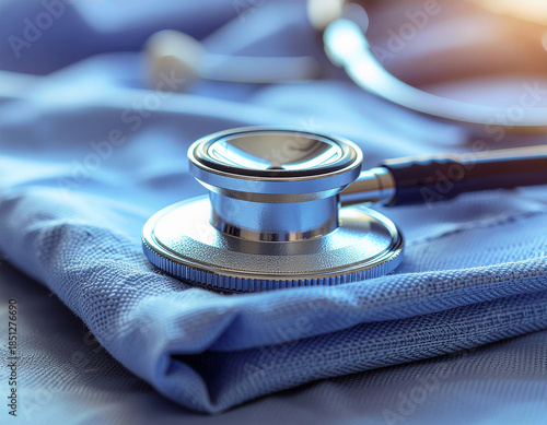 close up of a stethoscope, metal stethoscope