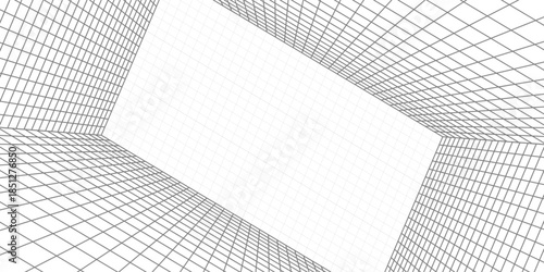 Perspective grid background 3d Vector illustration. Interior design Model projection background template. Line one point perspective