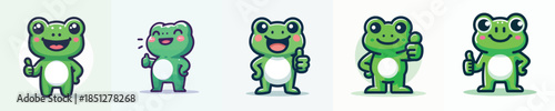 cute frog vector giving thumbs up