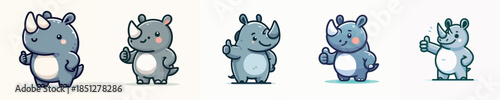 cute rhino vector giving thumbs up