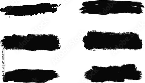 Abstract black watercolor paint brush strokes and ink spots collection