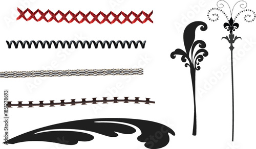 Hand drawn decorative ornamental borders and dividers design elements