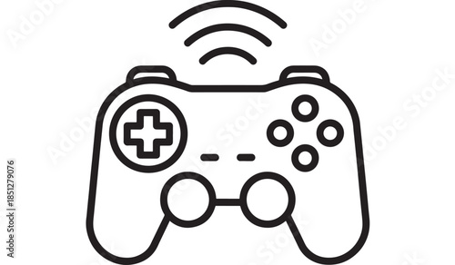 Wireless gamepad icon in outline style on transparent background silhouette