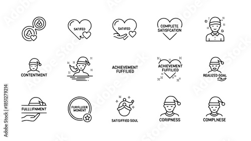 Christmas themed satisfaction icons depict feelings on white background or happiness christmas symbols show emotions on clean backdrop