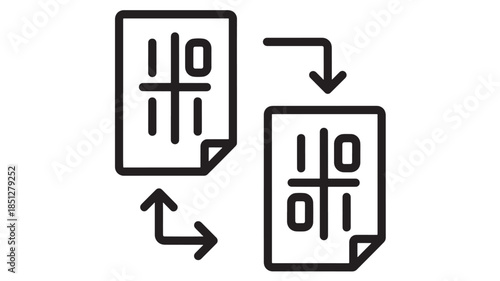 File conversion process with arrows indicating direction on transparent background silhouette