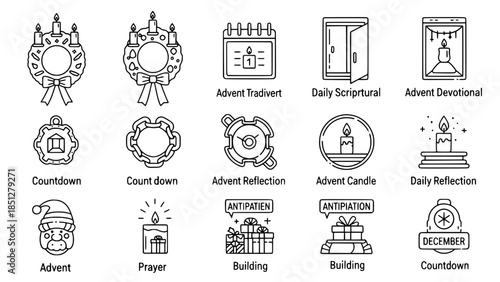 Christmas wreaths display with advent countdowns and daily reflections for christmas season or christmas advent items display various holiday countdown elements for christmas preparations