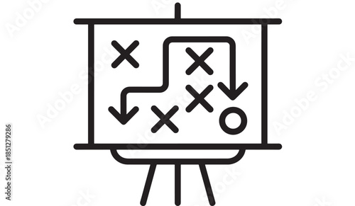 Tactical board with game plan illustration on transparent background silhouette
