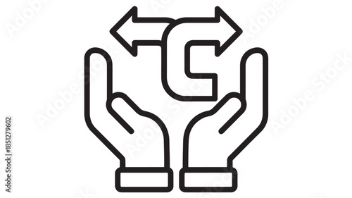 Fragile hands symbol with arrows careful handling required on transparent background silhouette