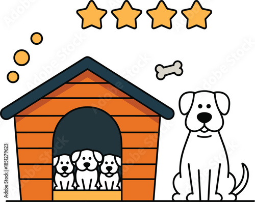 Black beagle dog silhouette standing in the middle of a heartbeat pulse line ekg vector illustration isolated set.