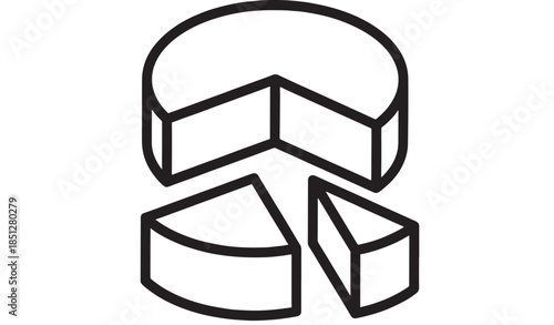 Sliced round cheese illustration a minimalist design on transparent background silhouette