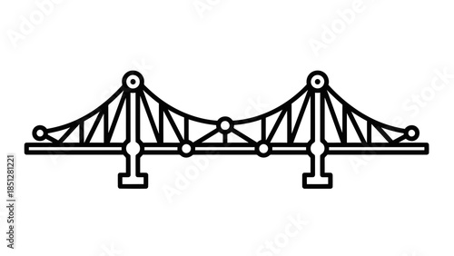 Stylized line art icon of a suspension bridge, conveying connection and infrastructure concepts