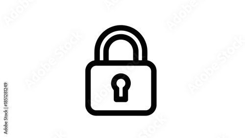 Simple line icon of a padlock symbolizing security, privacy, and protection.