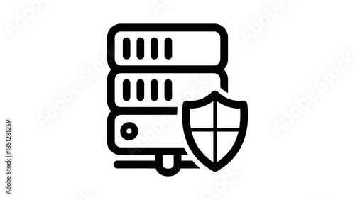 Server security icon with shield, data protection and network safety symbol illustration