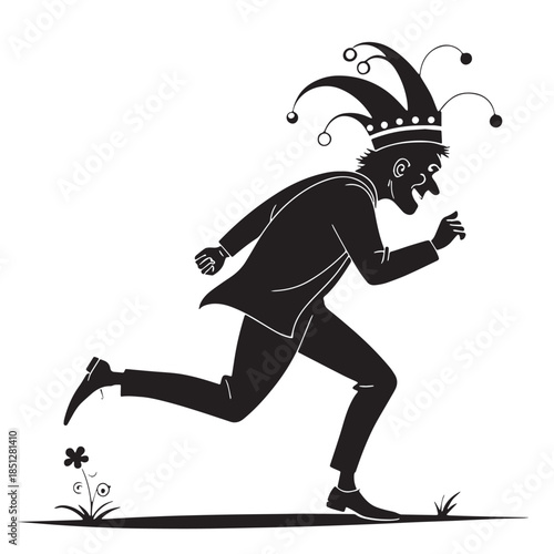 Black April Fool Concept Silhouette Vector, High Quality Illustration on White Background