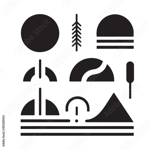 Black Minimalist Shapes Silhouette Vector, High Quality Illustration on White Background