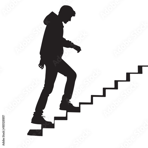 Black Small Steps Daily Silhouette Vector, High Quality Illustration on White Background