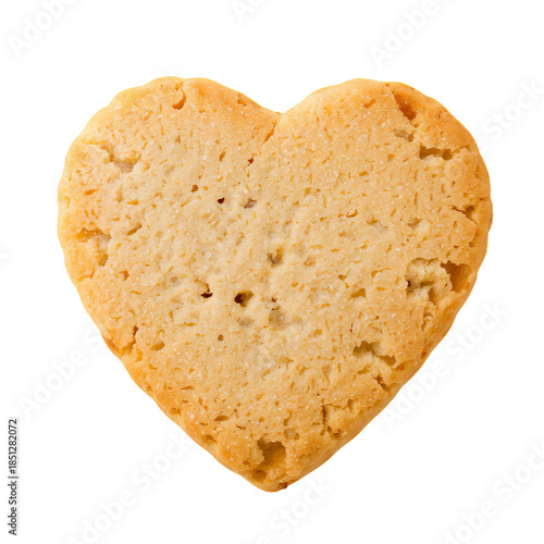 Heart Shaped Cookie on White Background Made of Simple Ingredients for Desser...