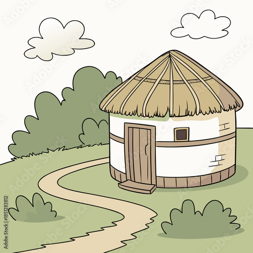 a-small-round-village-hut-with-a-thatched-roof--su