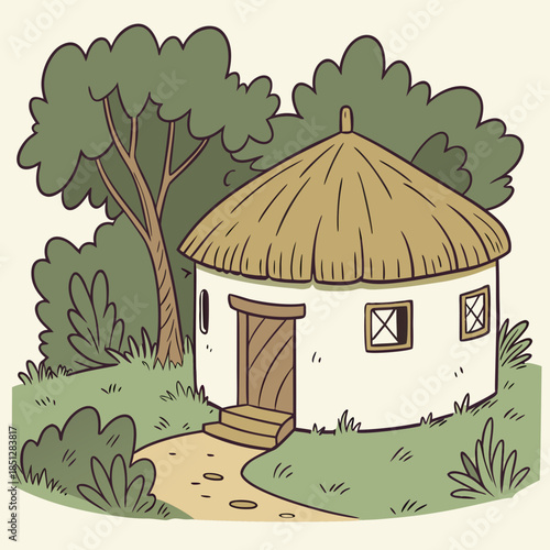 a-small-round-village-hut-with-a-thatched-roof--su