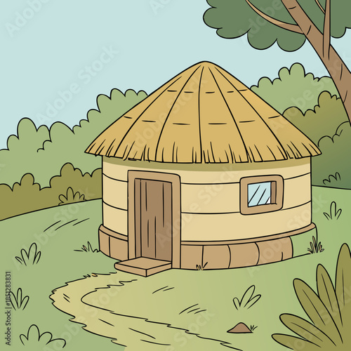 a-small-round-village-hut-with-a-thatched-roof--su